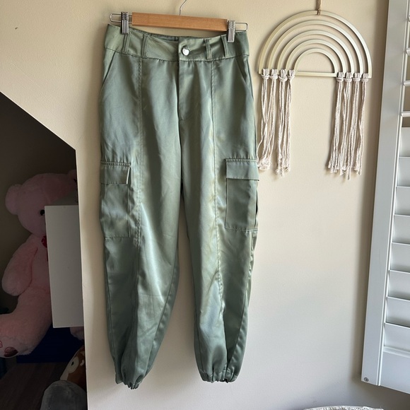Stoosh Light Green High-Waisted Pants - Picture 2 of 9